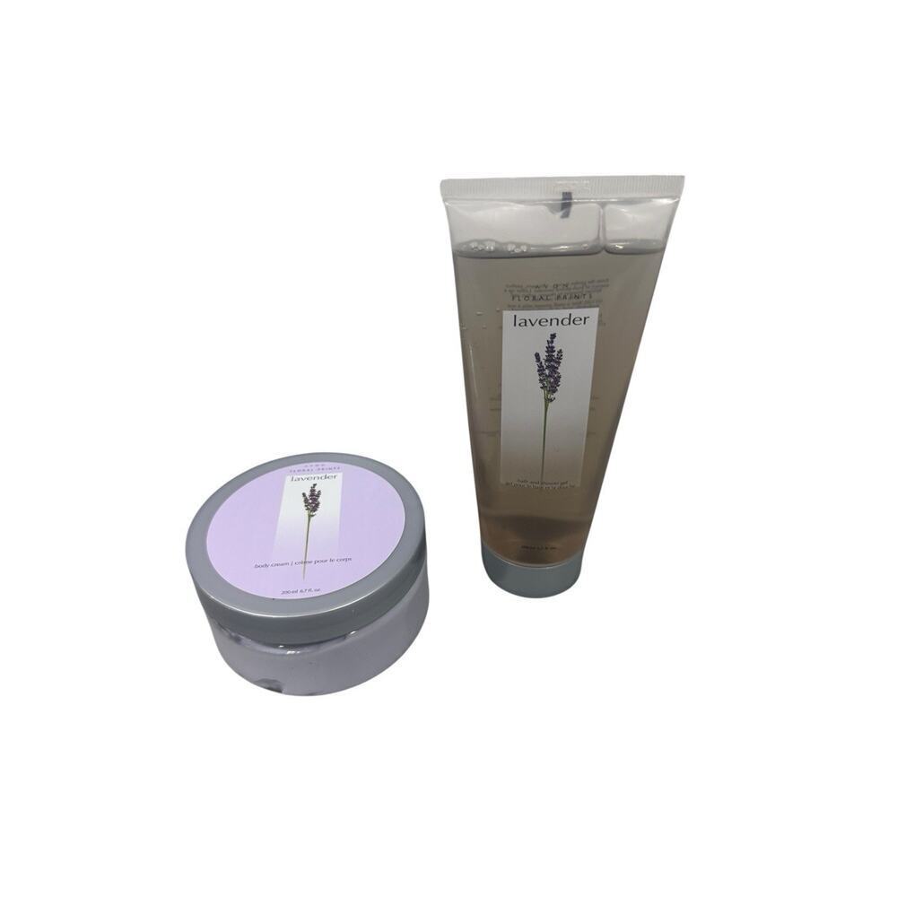AVON Floral Prints Lavender Bath & Shower Gel And Body Cream Lot Of 2 2005